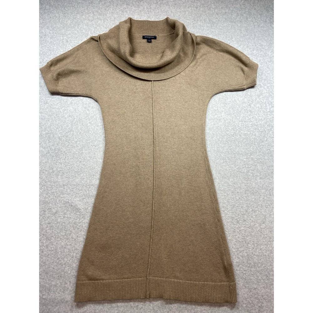 Banana Republic Dress Womens Medium Tan Off Shoulder Knit Sweater Dress Puff Sle - Picture 5 of 12